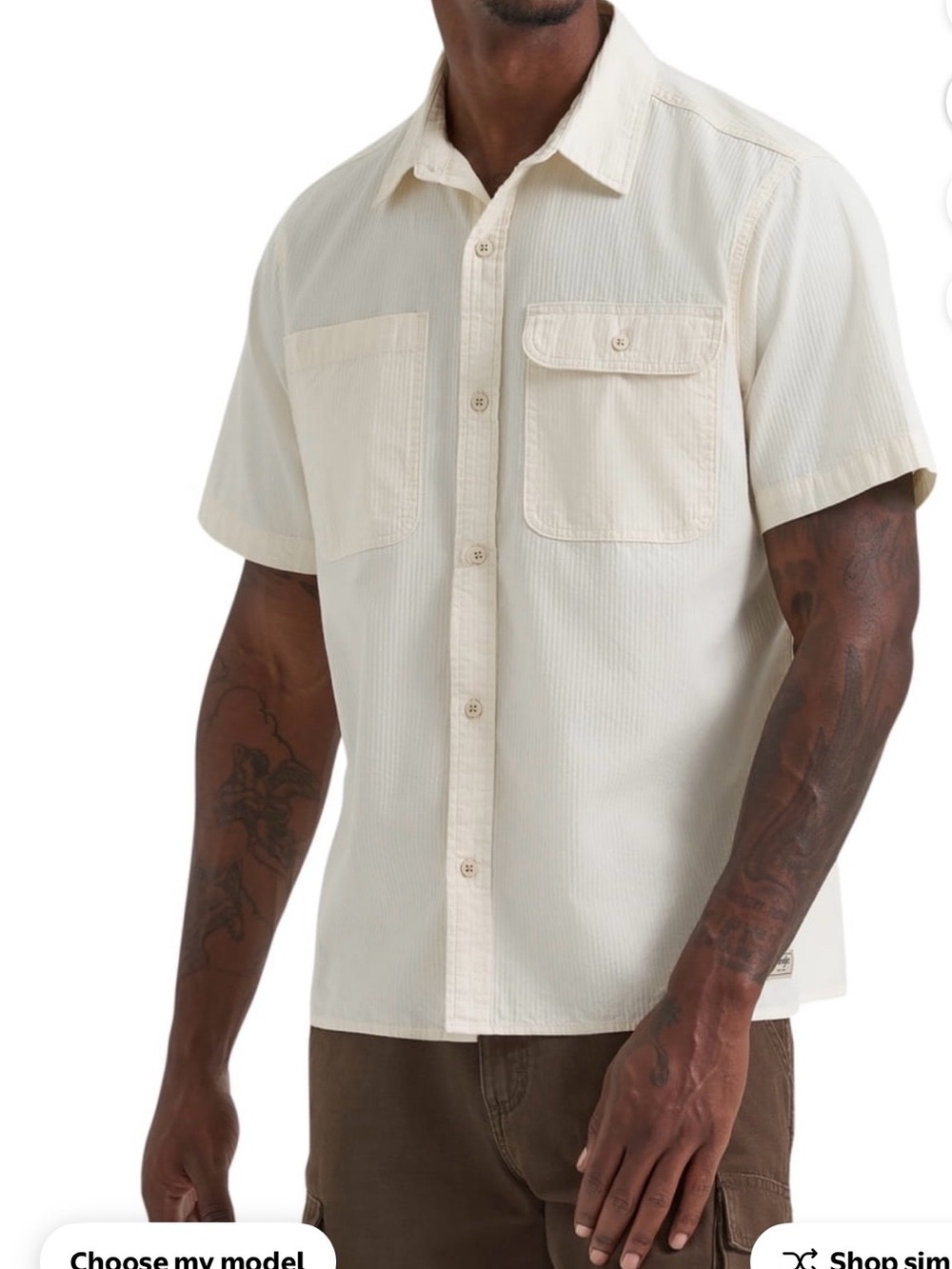 Wrangler Short-Sleeve Button-Down Shirt in Cream